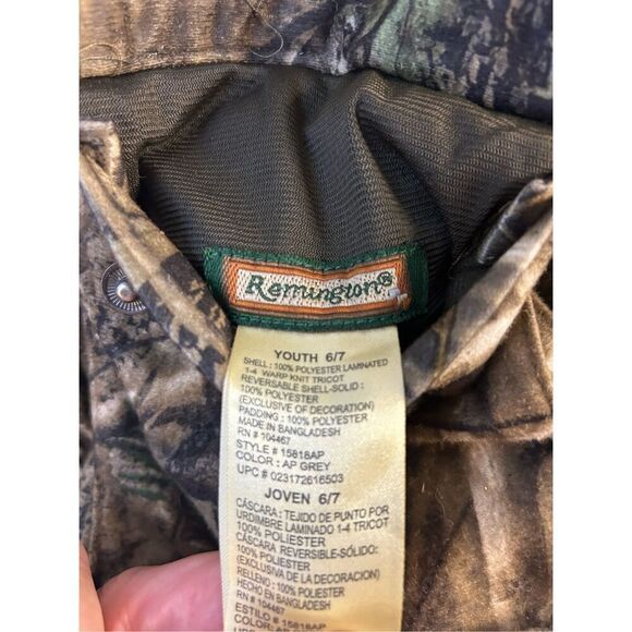 Remington reversible jacket youth 6/7 camouflage hunting coat rn#104467 - Picture 7 of 7